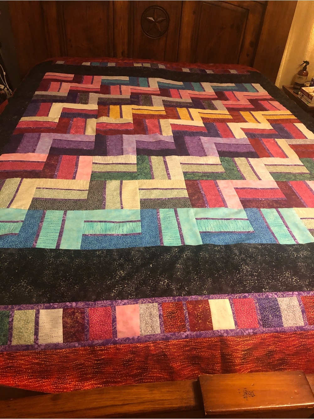 HAND PIECED  - ONE OF A KIND Multicolor Patchwork Quilt